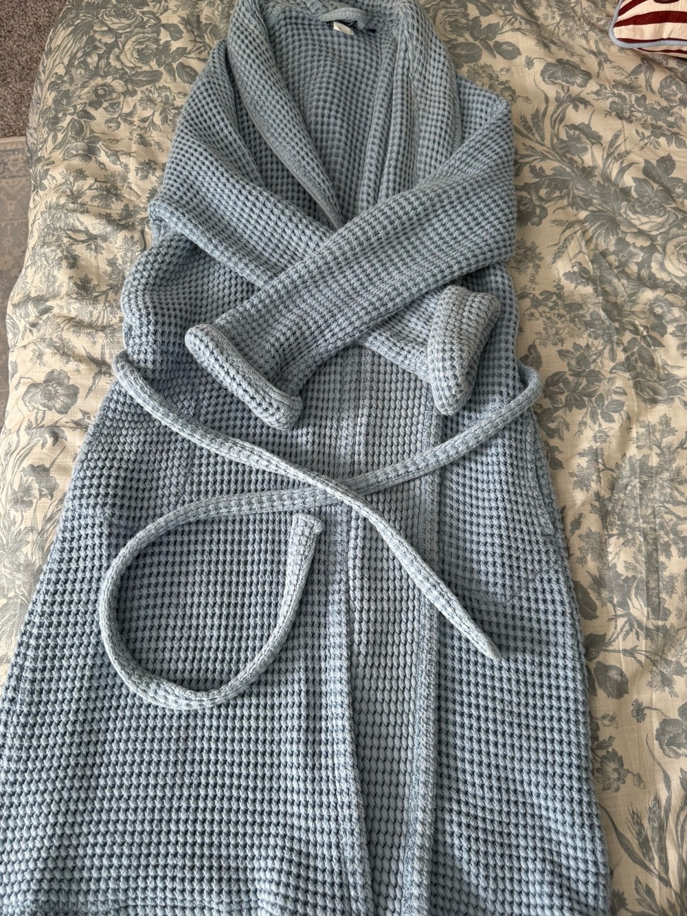 Brooklinen Light Blue Waffle Robe with Shawl Collar